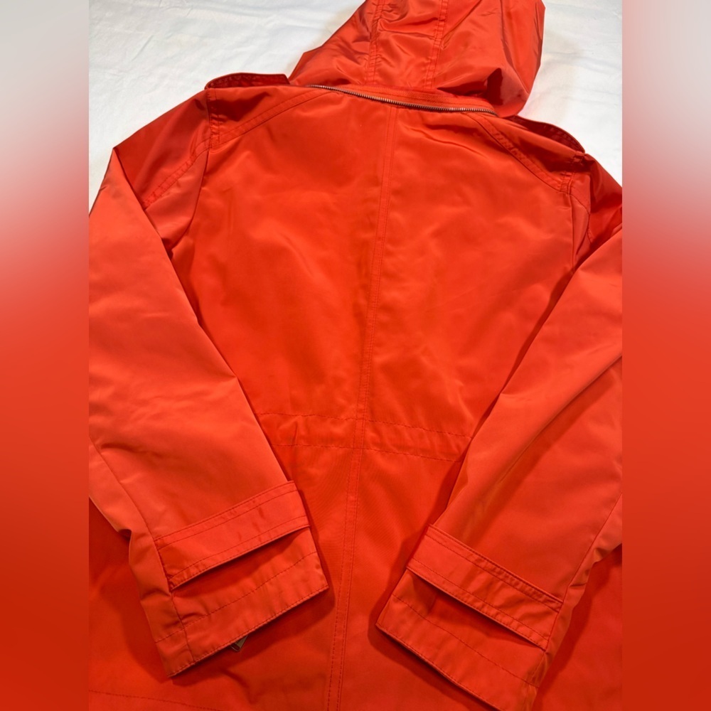 NWOT Michael Kor’s Women's Orange Hooded Rain Coat Jacket with silver details - Picture 12 of 12